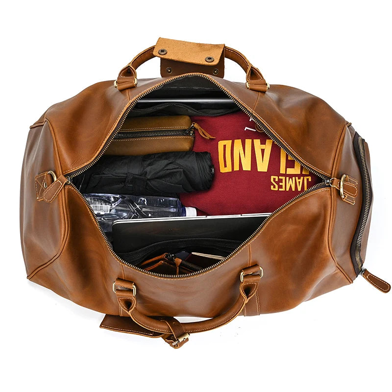 Luxury Genuine Leather Travel Bag for Men & Women | Versatile Duffle