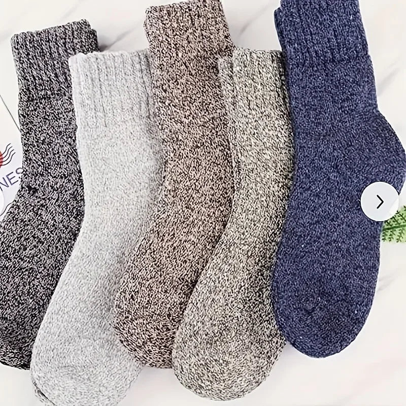 5 Pairs of Thick Warm Men's Socks | Cozy Winter Thermal Stockings