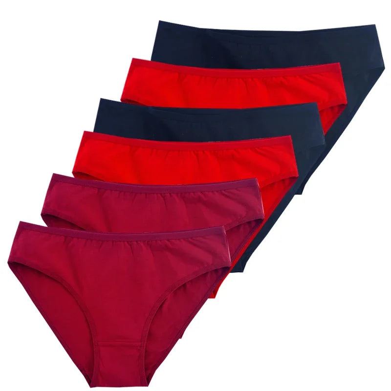 6pcs Women's Soft Cotton Middle-Waisted Briefs | Comfortable Underwear