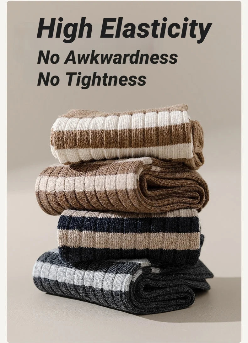 Men's Striped Mid Tube Socks | Breathable Casual Comfort