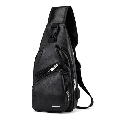 Men's Chest Bag with Headphone Hole | Versatile USB Shoulder Pack