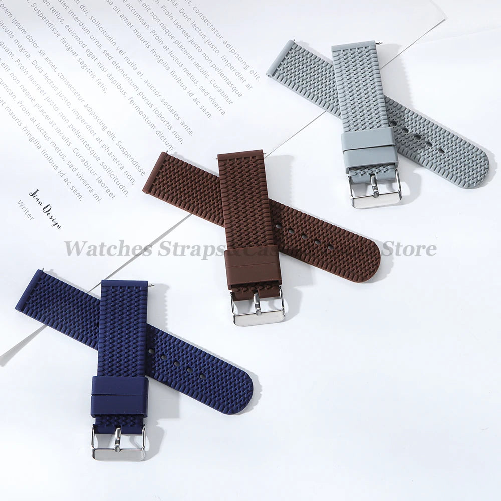 Soft Silicone Watch Bands | Quick Release Rubber Strap for All Watches