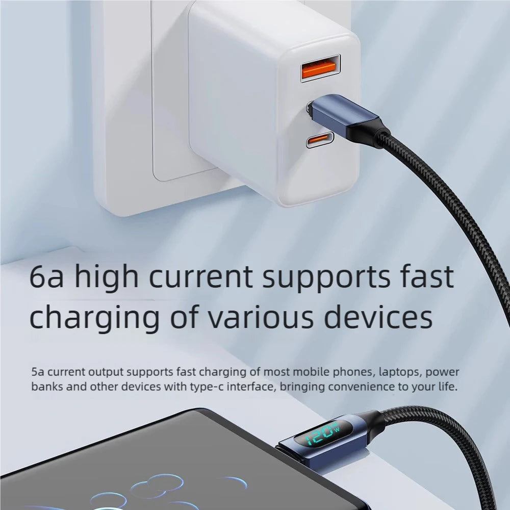 120W Super Fast Type C Charging Cable | High-Speed Data Cord