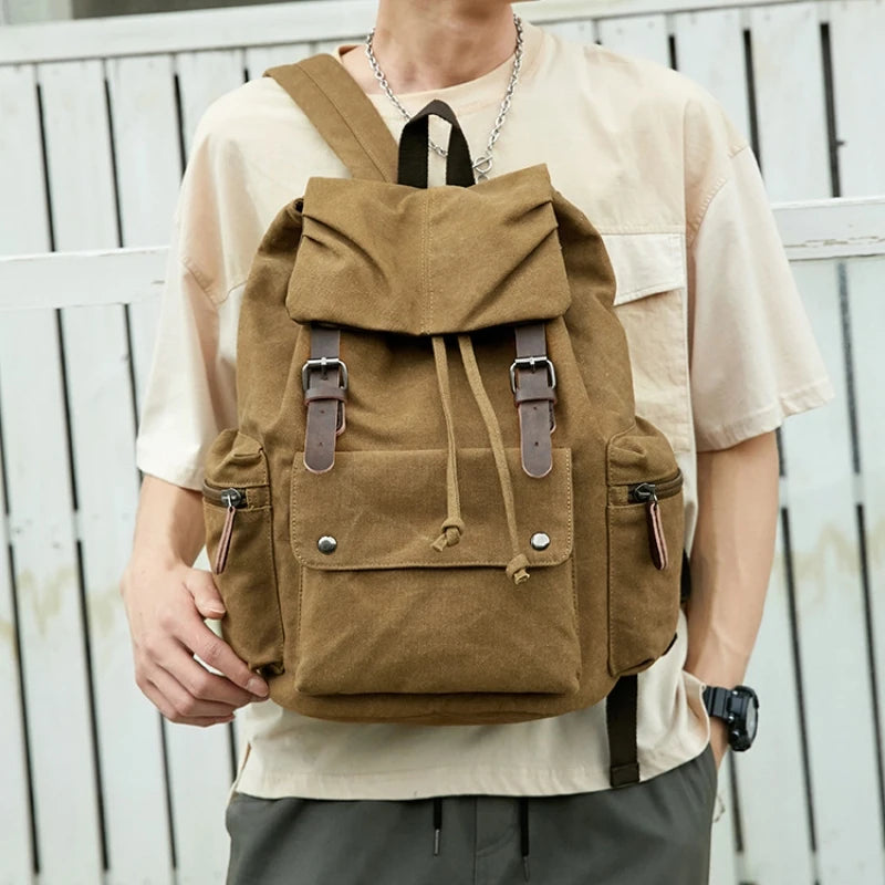 Vintage Canvas Backpack | Spacious Hiking & Travel Bag