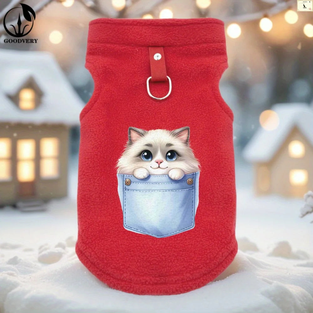 Soft Fleece Cat Sweater Jacket | Warm & Cozy Pet Clothes