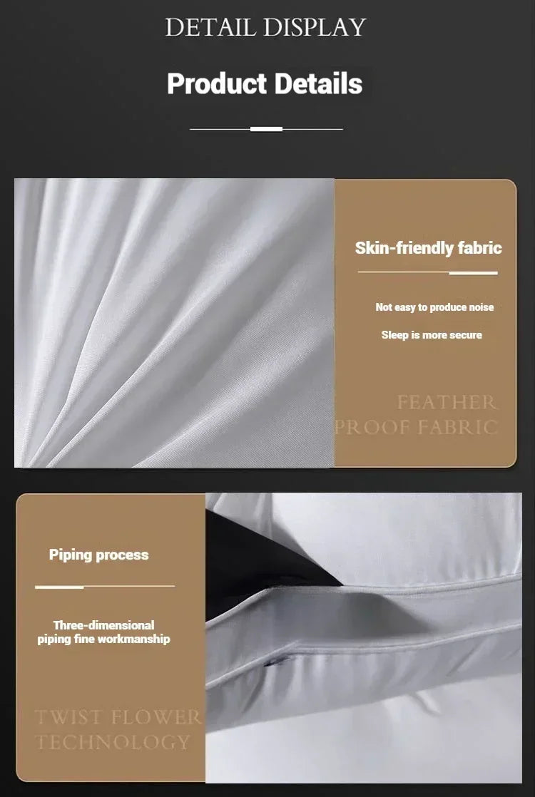Luxury 100% Cotton Goose Down Pillow | Comfortable Bedding Gift