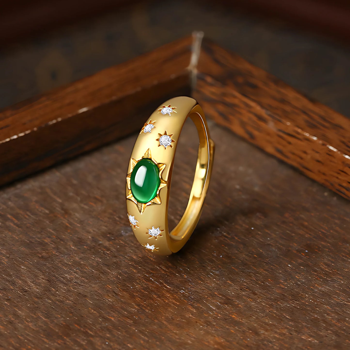 Adjustable Geometric Jade Ring for Women | Vintage Jewelry Gift
