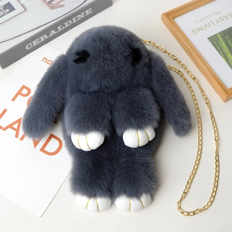 Bonito bolso bandolera de conejo de peluche | Encantador diseño cruzado