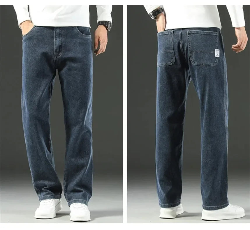Men's Baggy Straight Wide Leg Jeans | Stylish Business Casual Pants