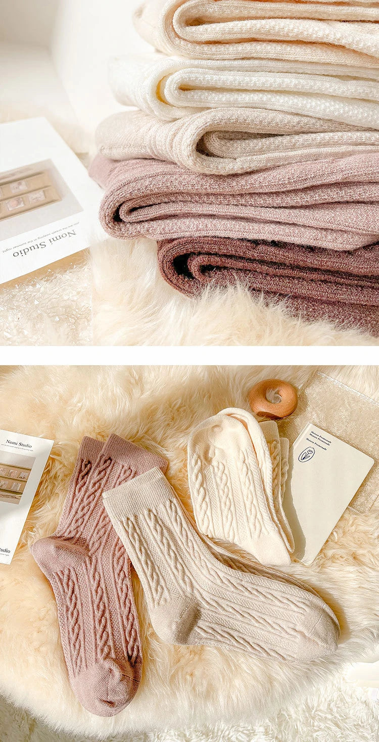 Women's Warm Cashmere Wool Socks | Cozy Mid-Calf Thermal Socks