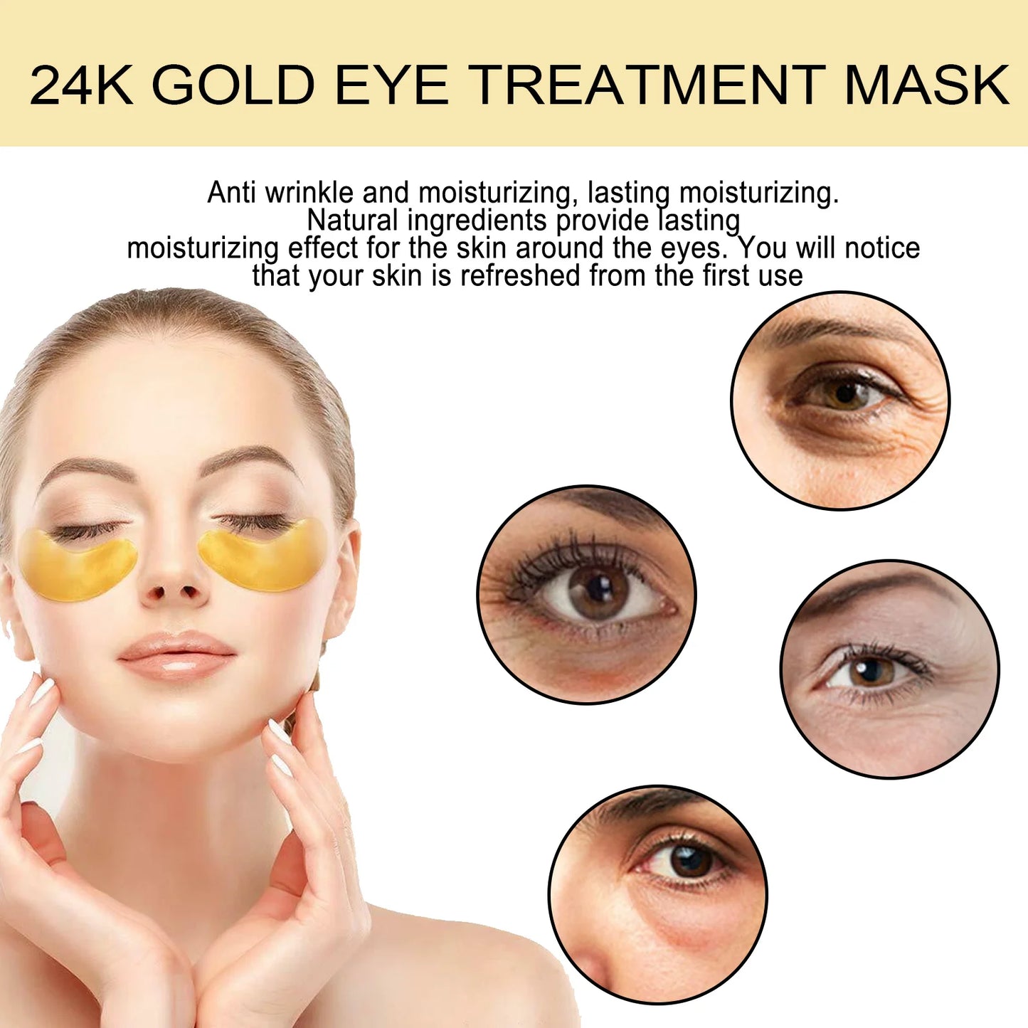 24k Gold Under Eye Patches | Anti-Aging Eye Mask for Dark Circles