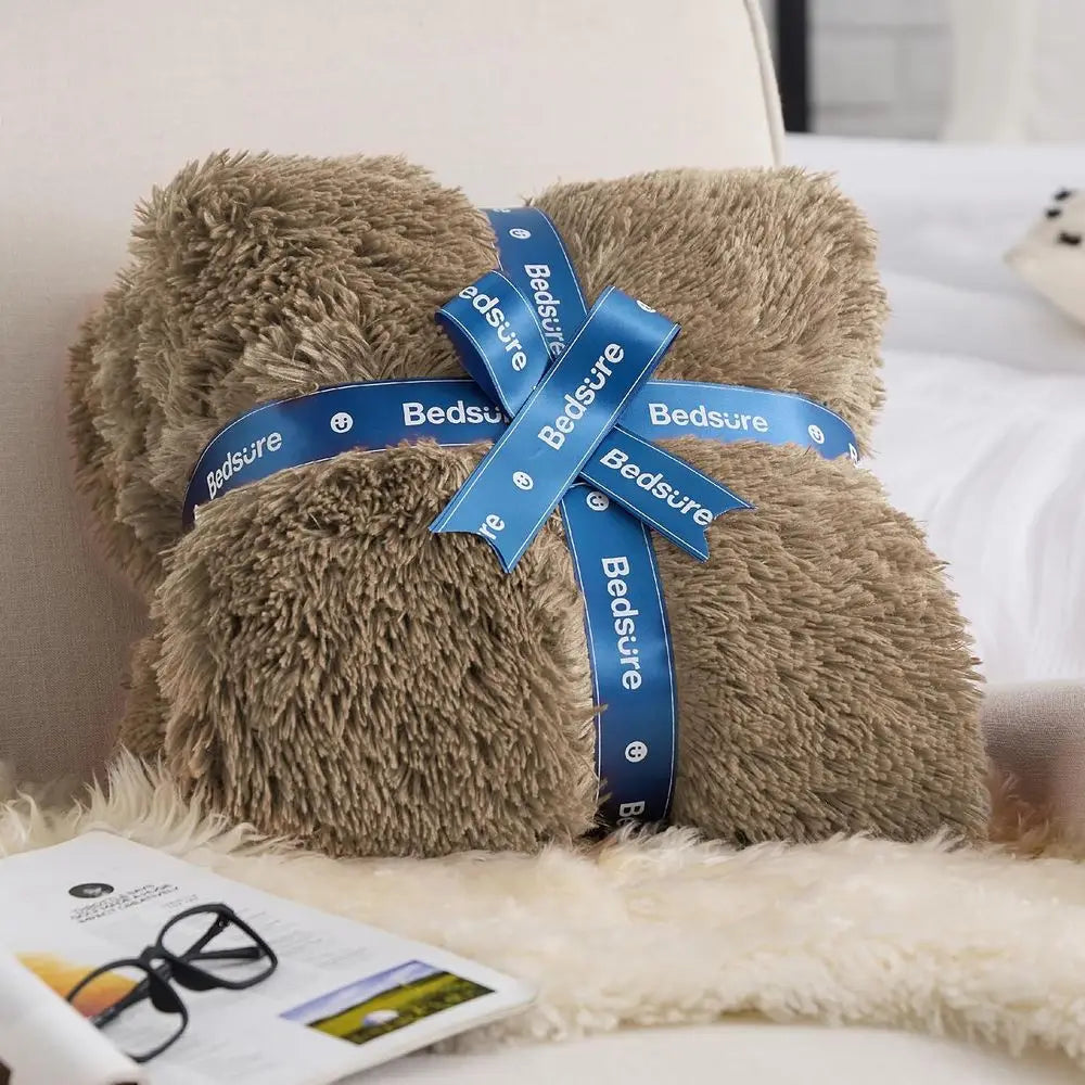 Queen Size Plush Sherpa Fleece Blanket | Cozy Warm Winter Throw