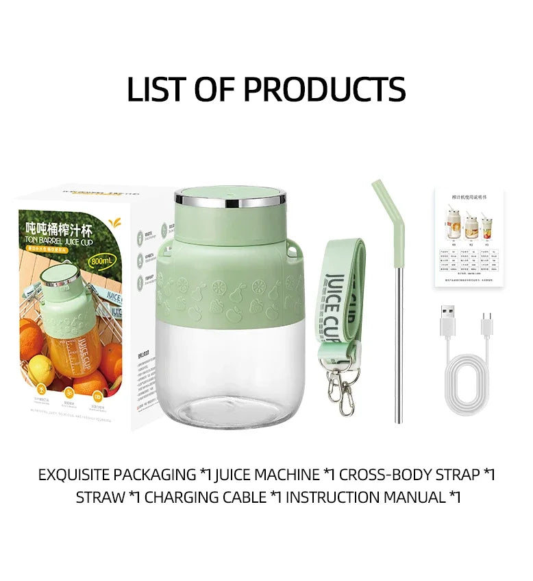 Wireless Portable Juicing Bucket | 800ml Fresh Fruit Juicer
