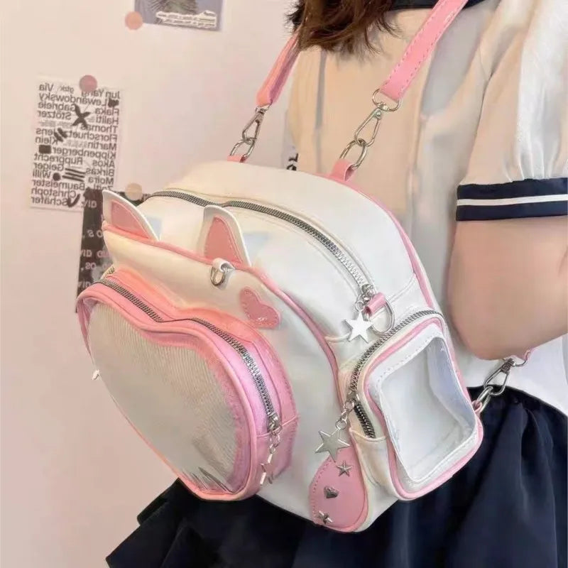 Cute Cat Rivet Backpack for Women | Chic Y2K Aesthetic Style