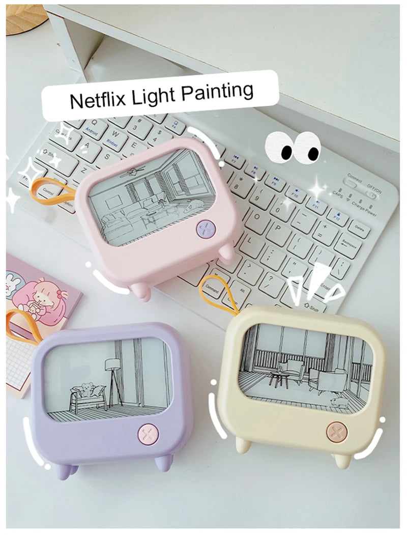 Cute TV Painting Night Light | Rechargeable LED Table Lamp for Kids