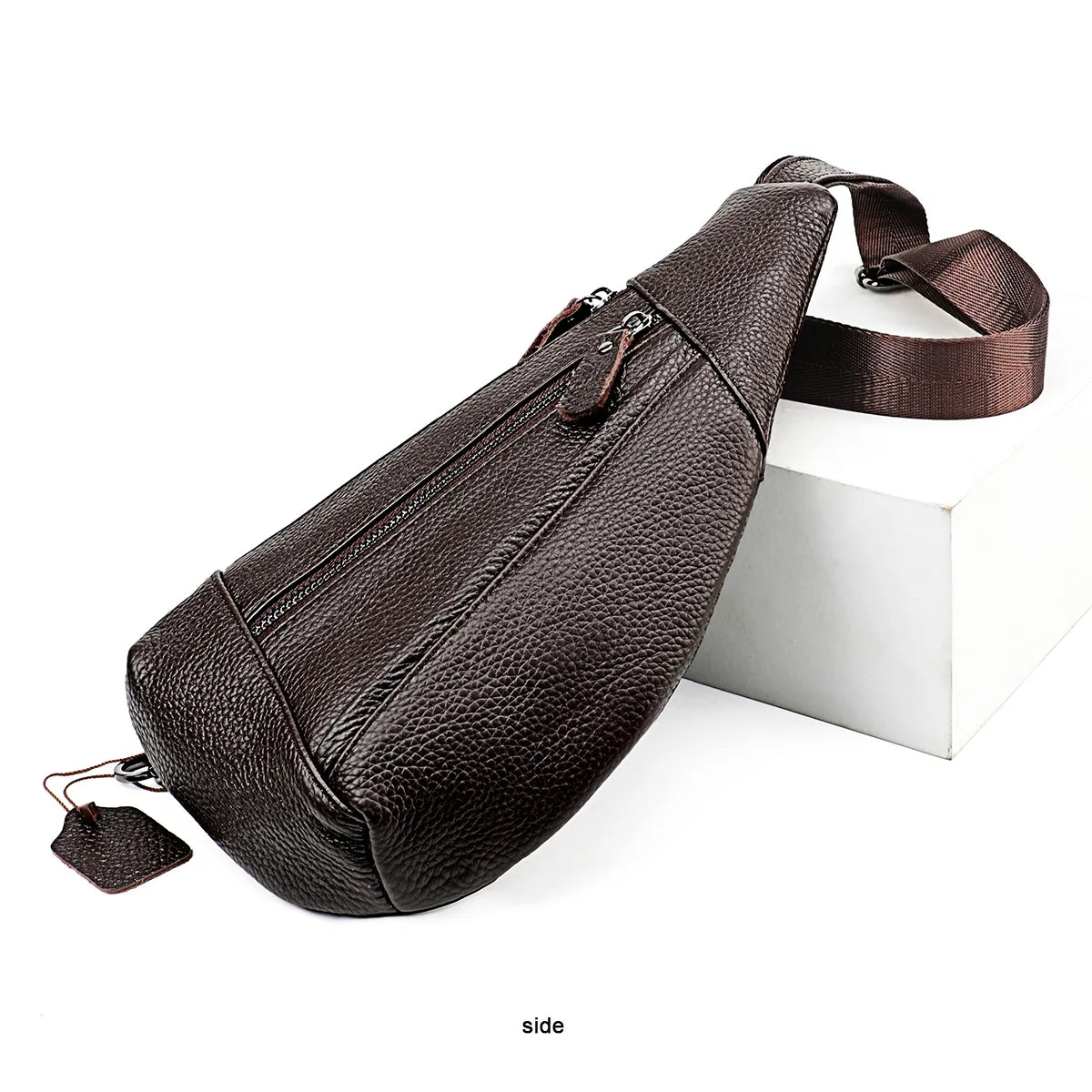 Men's Genuine Leather Chest Bag | Casual Triangle Crossbody Sling