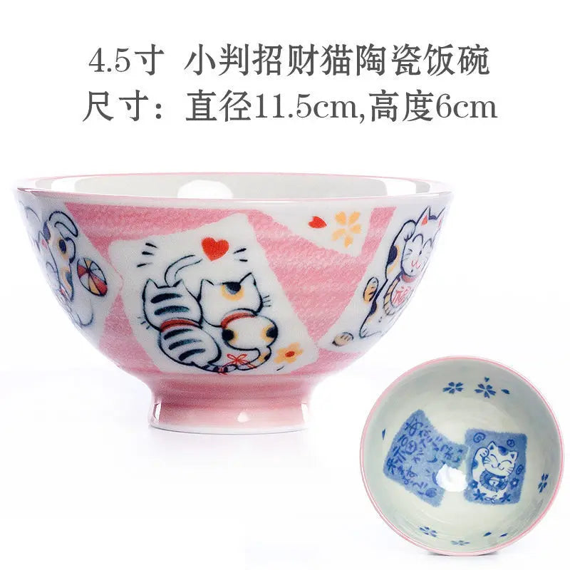 Cute Animal Ceramic Bowls | Adorable Lucky Cat Rice Bowl