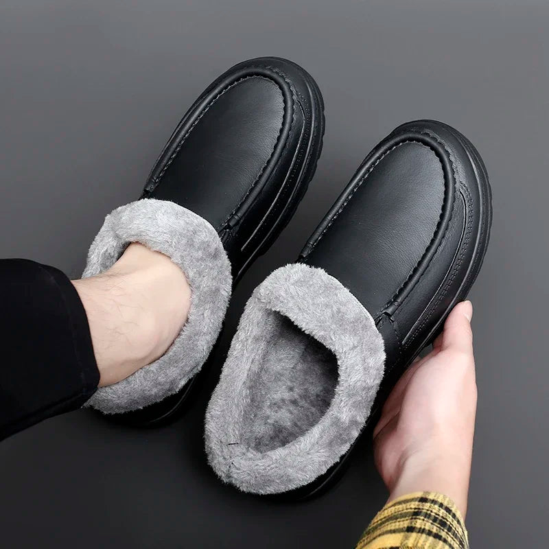 Men’s Waterproof Winter Work Slippers | Warm Anti-Slip Casual Shoes