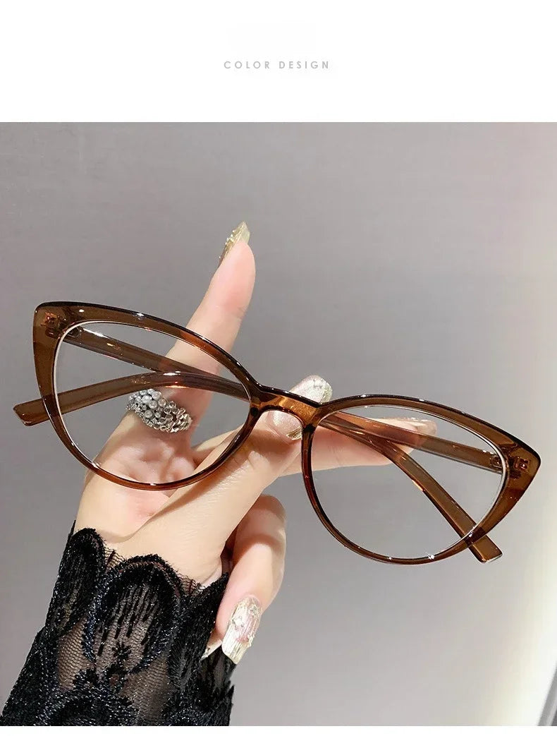 Fashionable cat-eye full-frame reading glasses, retro style, fashionable anti-blue light glasses, ladies' reading glasses