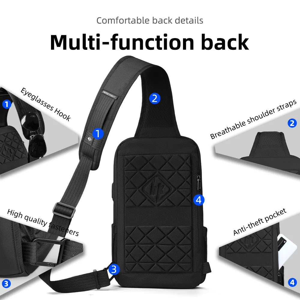 Men's Waterproof Anti-Theft Shoulder Sling Bag | Multi-Pocket Crossbody