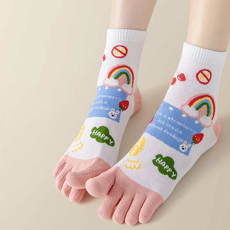 Cute Cartoon Split-Toe Socks for Women | Breathable Kawaii Comfort