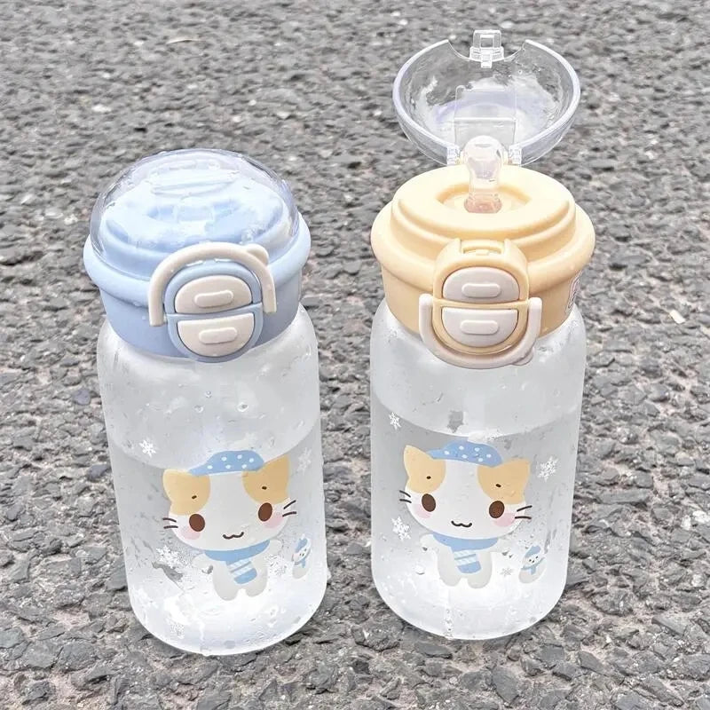 500ML Cute Cat Water Bottle | Portable Straw Cup for Kids