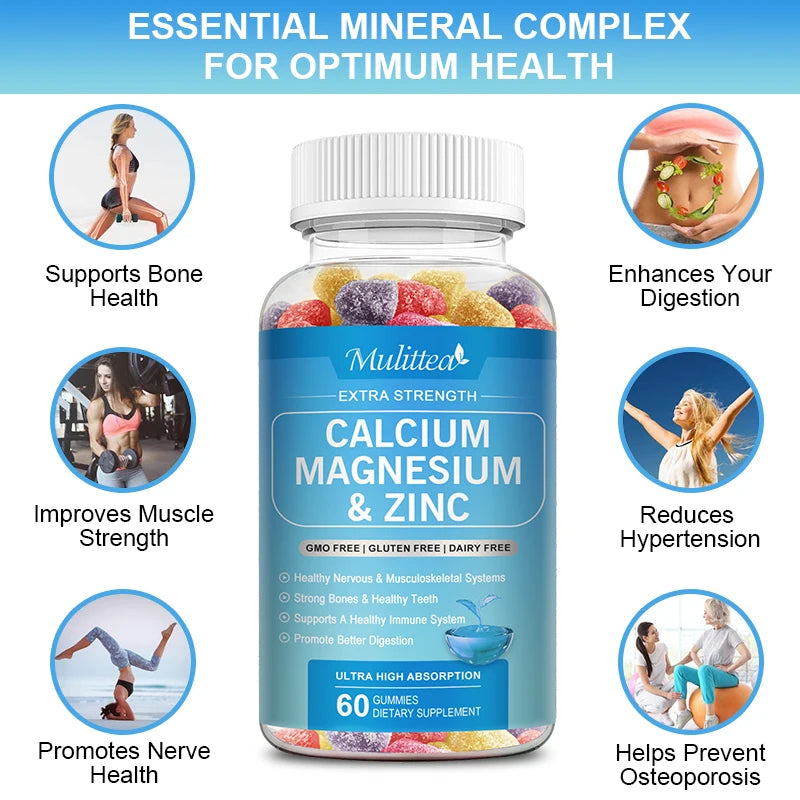 Calcium Magnesium Zinc Gummies with Vitamin D3 for Health