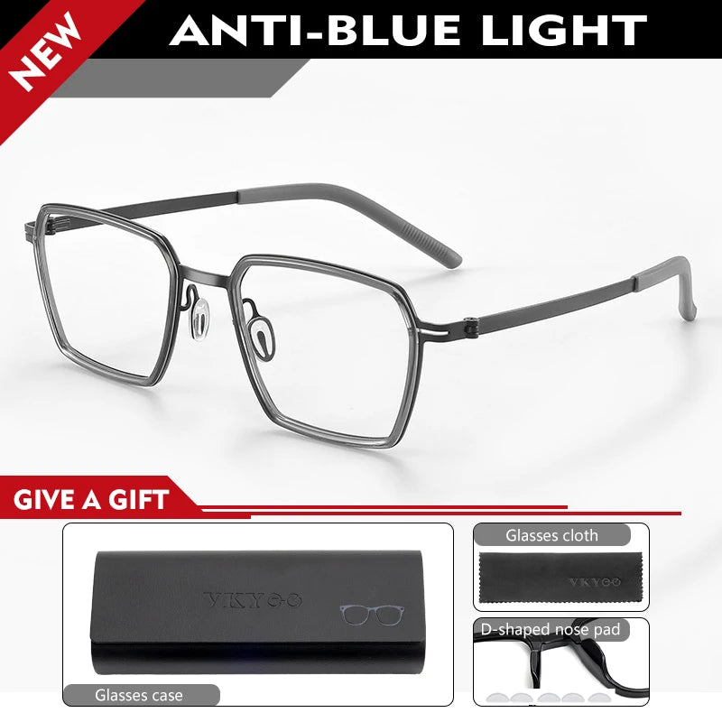 Simple Geometric Polygon Fashion Titanium Glasses | Blue Light Protection