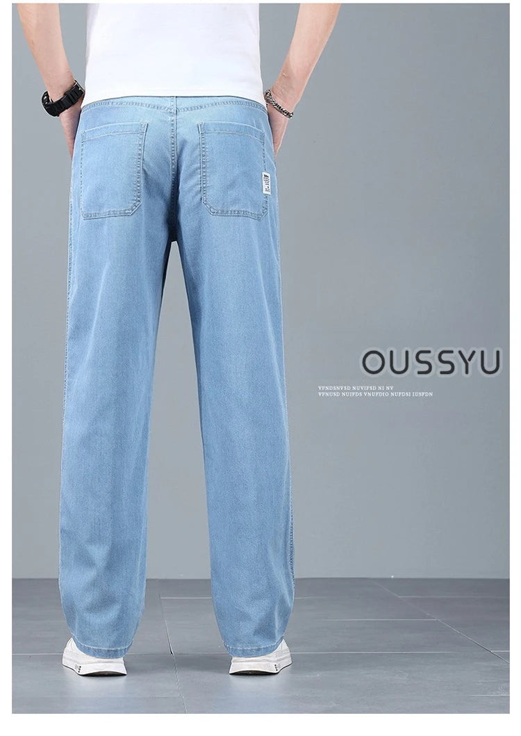 Men's Loose Straight Jeans | Lightweight Casual Pants for Summer