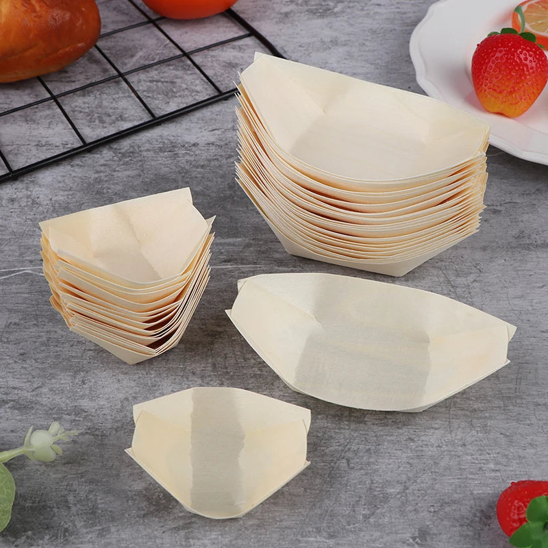50 Platos Desechables de Madera para Sushi | Elegante Experiencia Culinaria