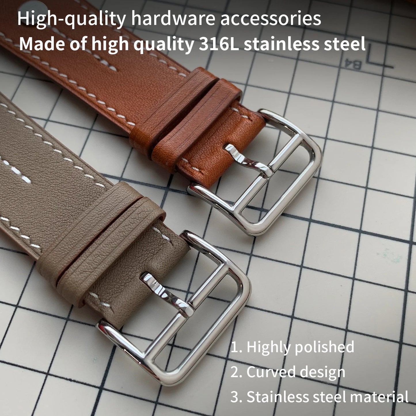 High-Quality Calfskin Leather Single Tour Band for Smartwatch