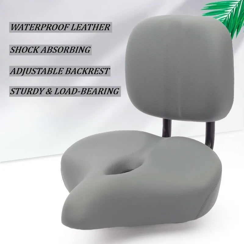Oversized Comfort E-Bike Saddle with Backrest | PU Leather Seat