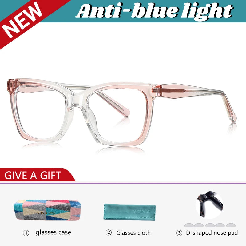 Stylish Large Frame Women's Anti-Blue Light Reading Glasses