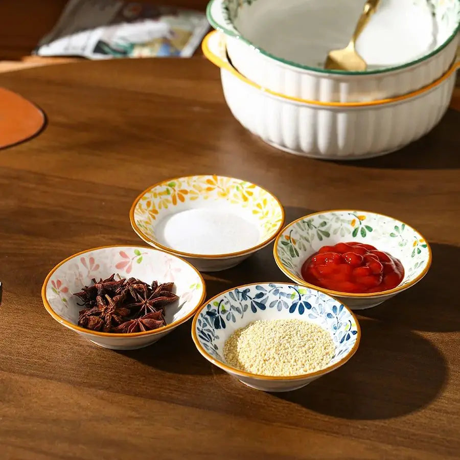 Floral Ceramic Seasoning Dishes - Microwave & Dishwasher Safe