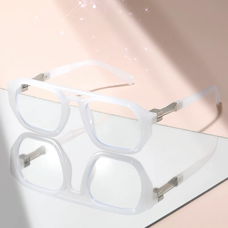 Minimalist Double-Beam Flat Glasses | Stylish Pilot Eyewear