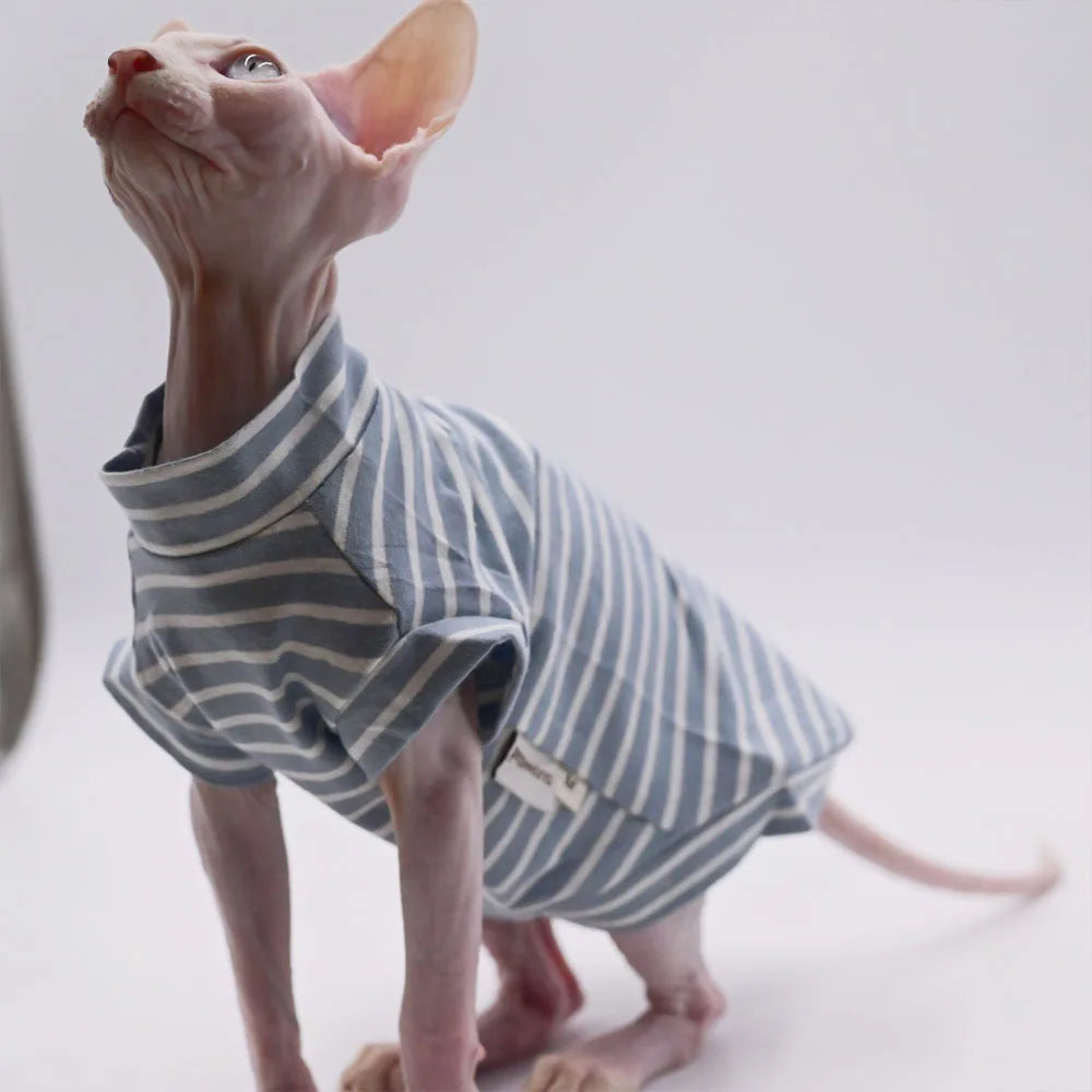 Soft Pet T-Shirt for Cats | Stylish Striped Spring Fleece Shirt