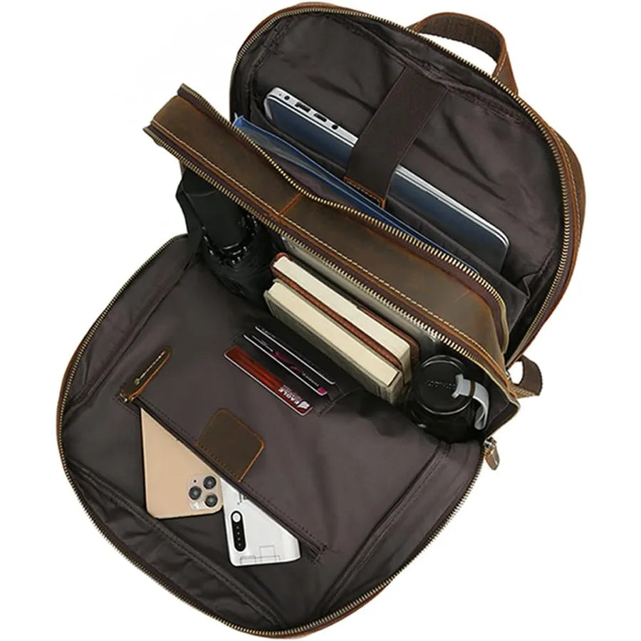 Vintage Genuine Leather Laptop Backpack | Stylish Travel Rucksack