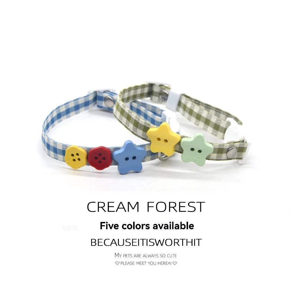 Plaid Pet Collar Necklace | Trendy Cartoon Style with Safety Buckle