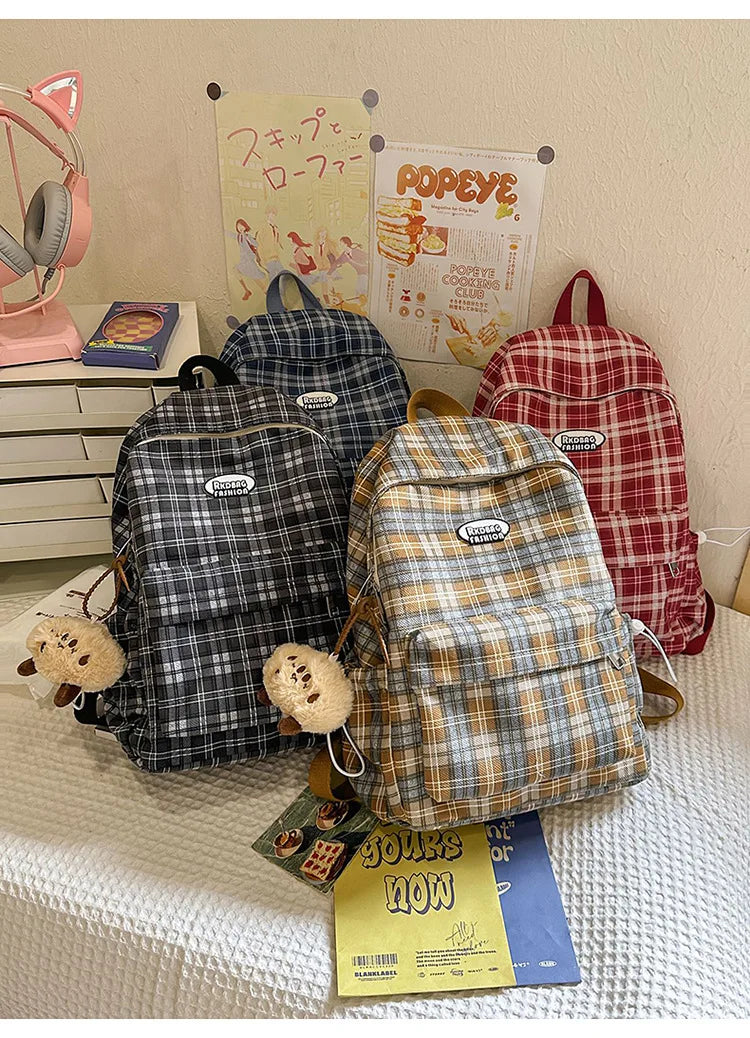 Large Capacity Plaid Backpack | Versatile Travel & School Bag