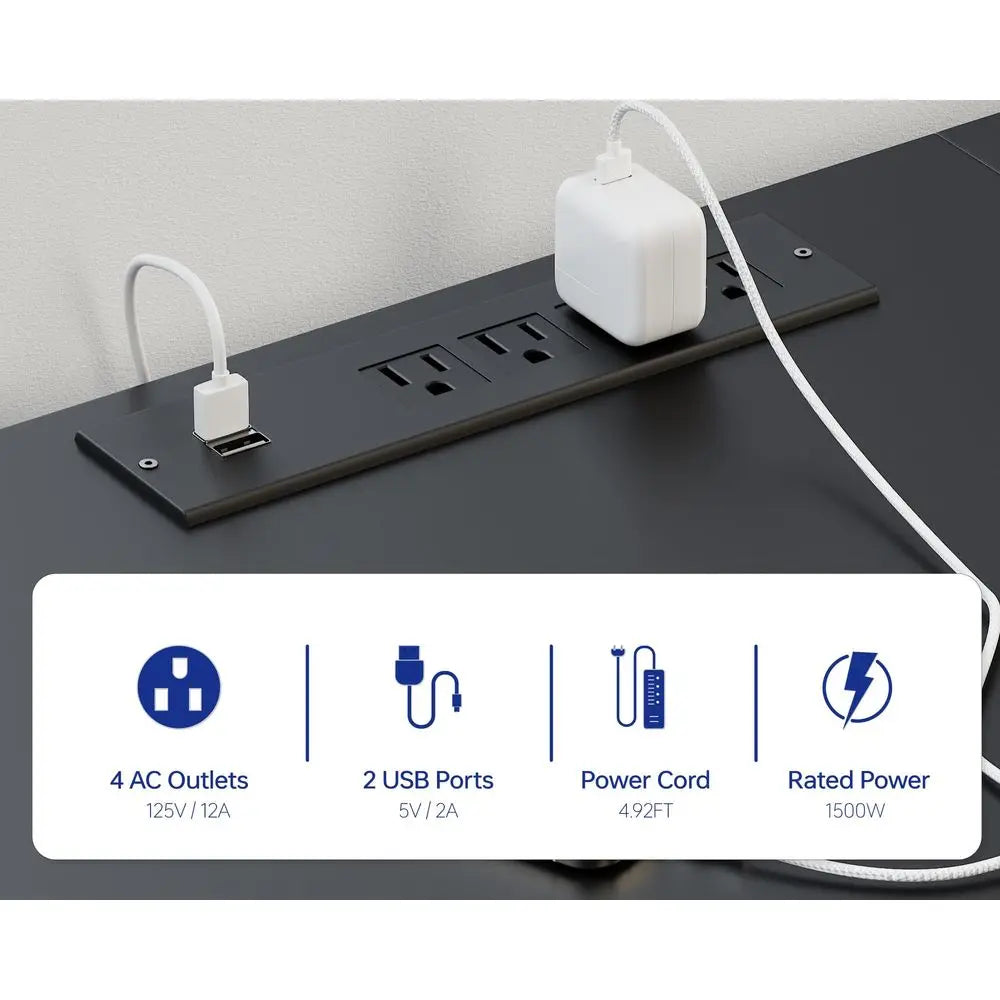 71 Inch Large U Shaped Computer Desk with Power Outlets