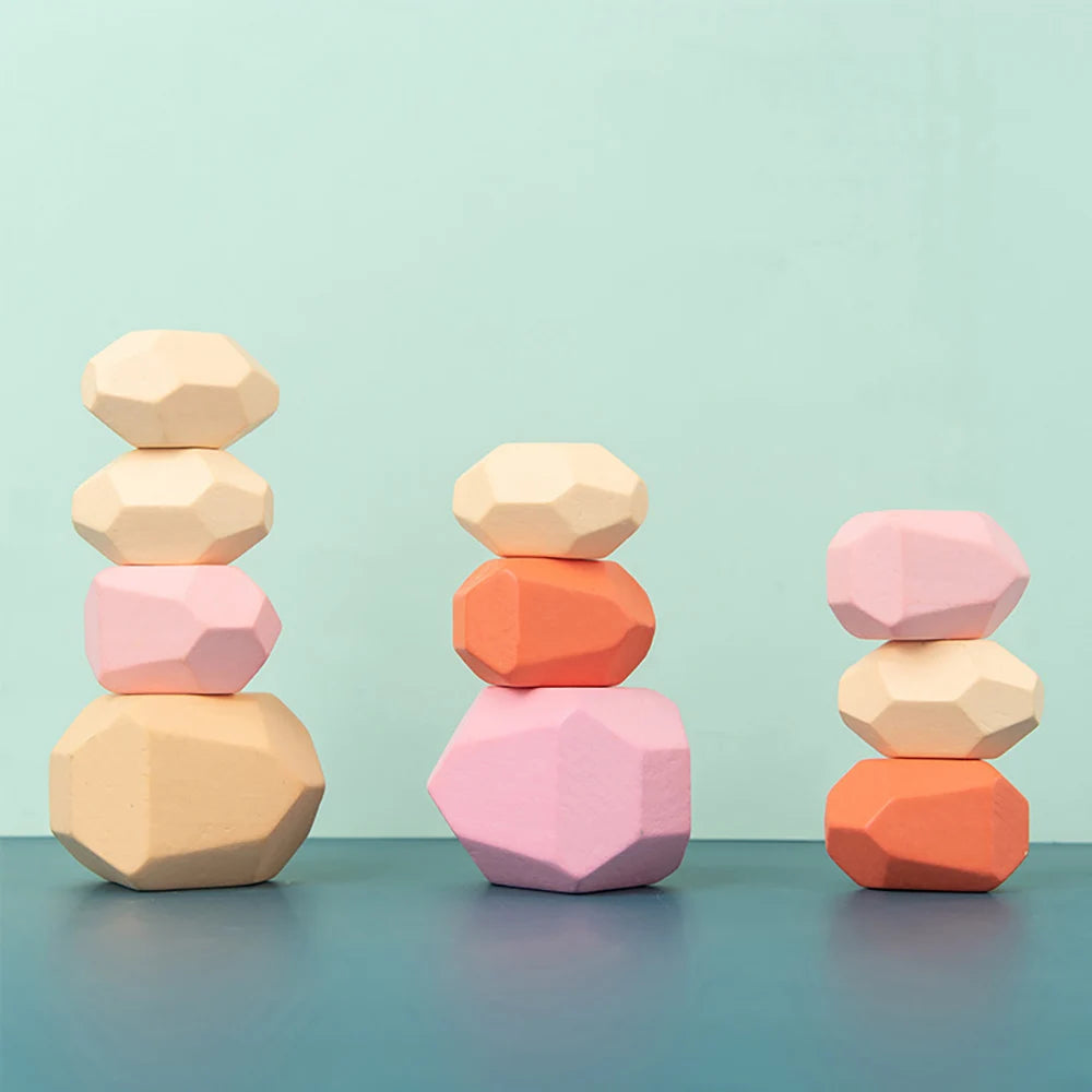 Wooden Sorting Stacking Rocks for Kids | Montessori Learning Toy