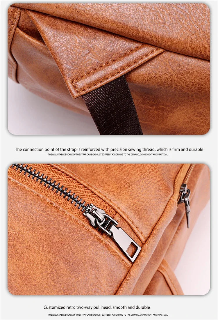 Large Capacity Vintage Men's Backpack | Stylish PU Leather Bag