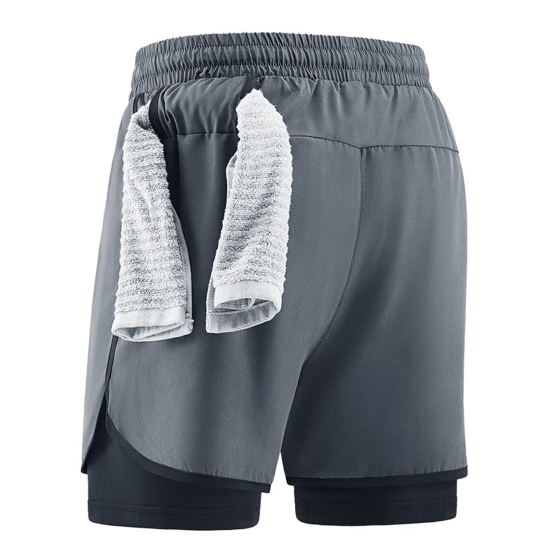 Men's 2-in-1 Camo Running Shorts | Quick Dry Gym Wear