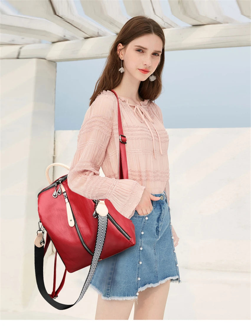 Stylish Women's Soft Leather Backpack | Ideal for Travel & School