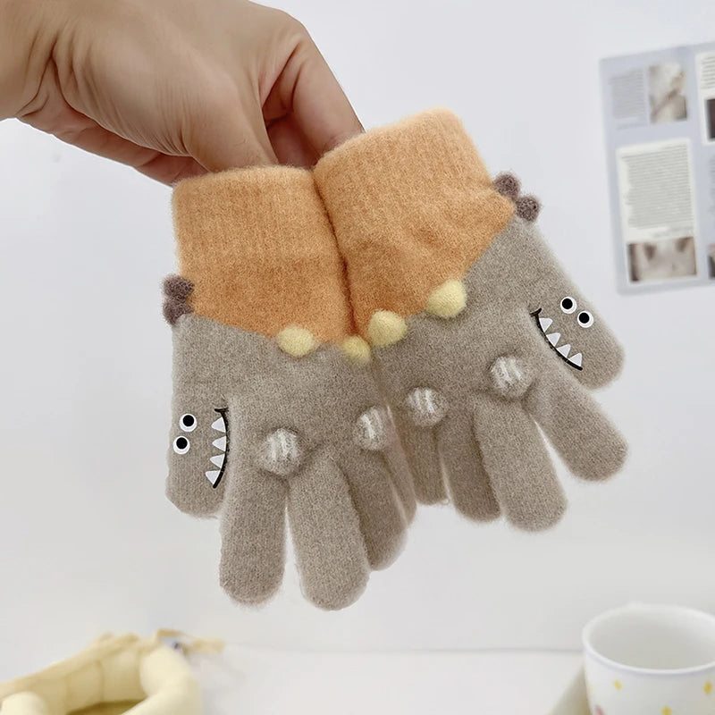 Cute Baby Dinosaur Gloves for Kids | Warm Autumn Winter Mittens