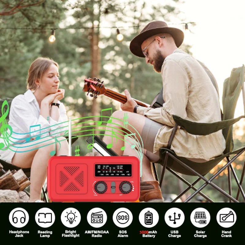 Emergency Weather Radio with Solar & Manual Crank Charging