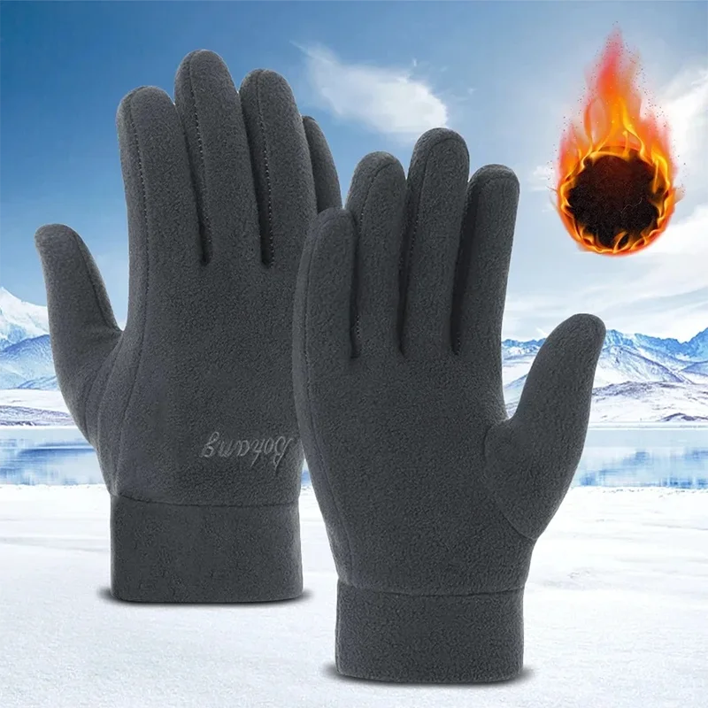 Winter Thick Warm Gloves — Windproof Full Finger Sports Gloves, Thermal Cashmere Blend Knit Gloves for Outdoor Running, Cycling, Skiing & Daily Wear