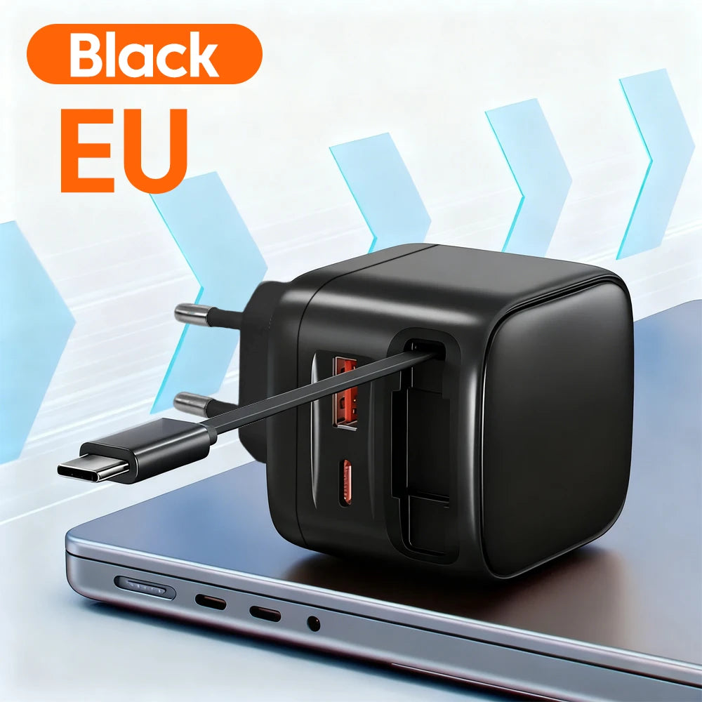 USB Type C Phone Charger with Retractable Cable for Fast Charging