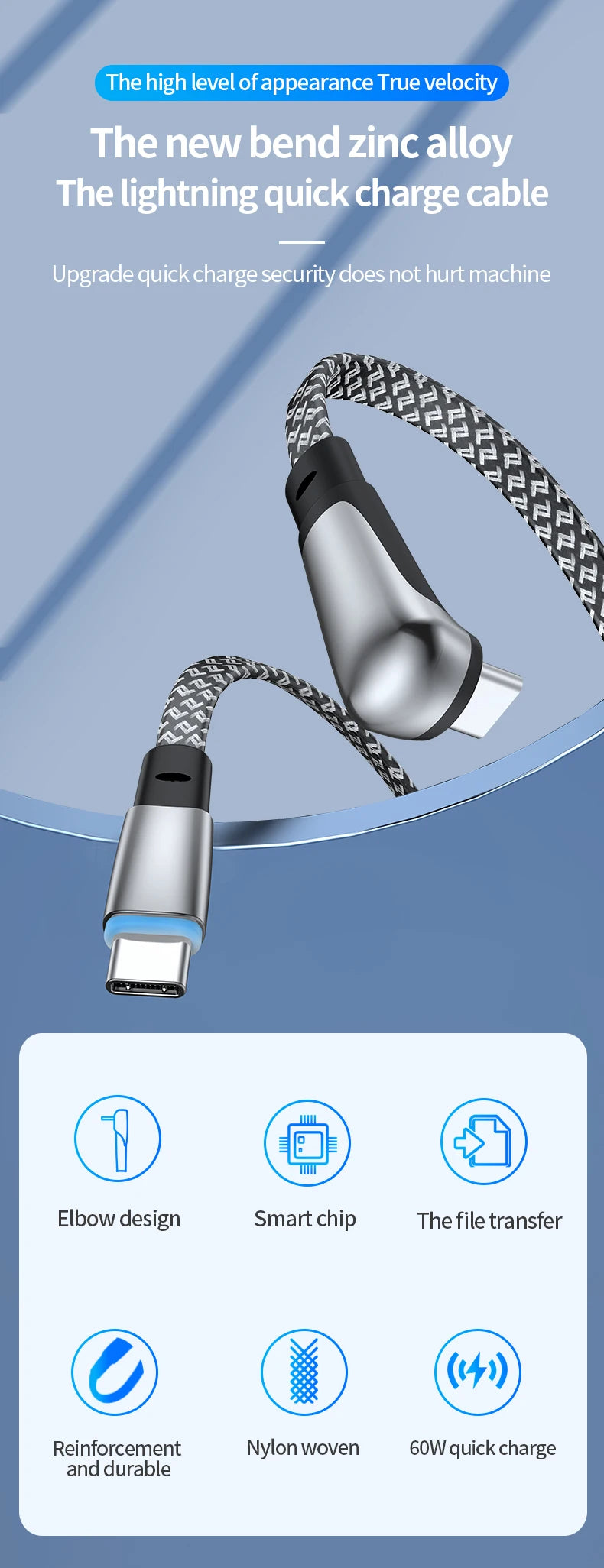 USB C Charger Cable | Flat 90 Degree Type C Charging Cable