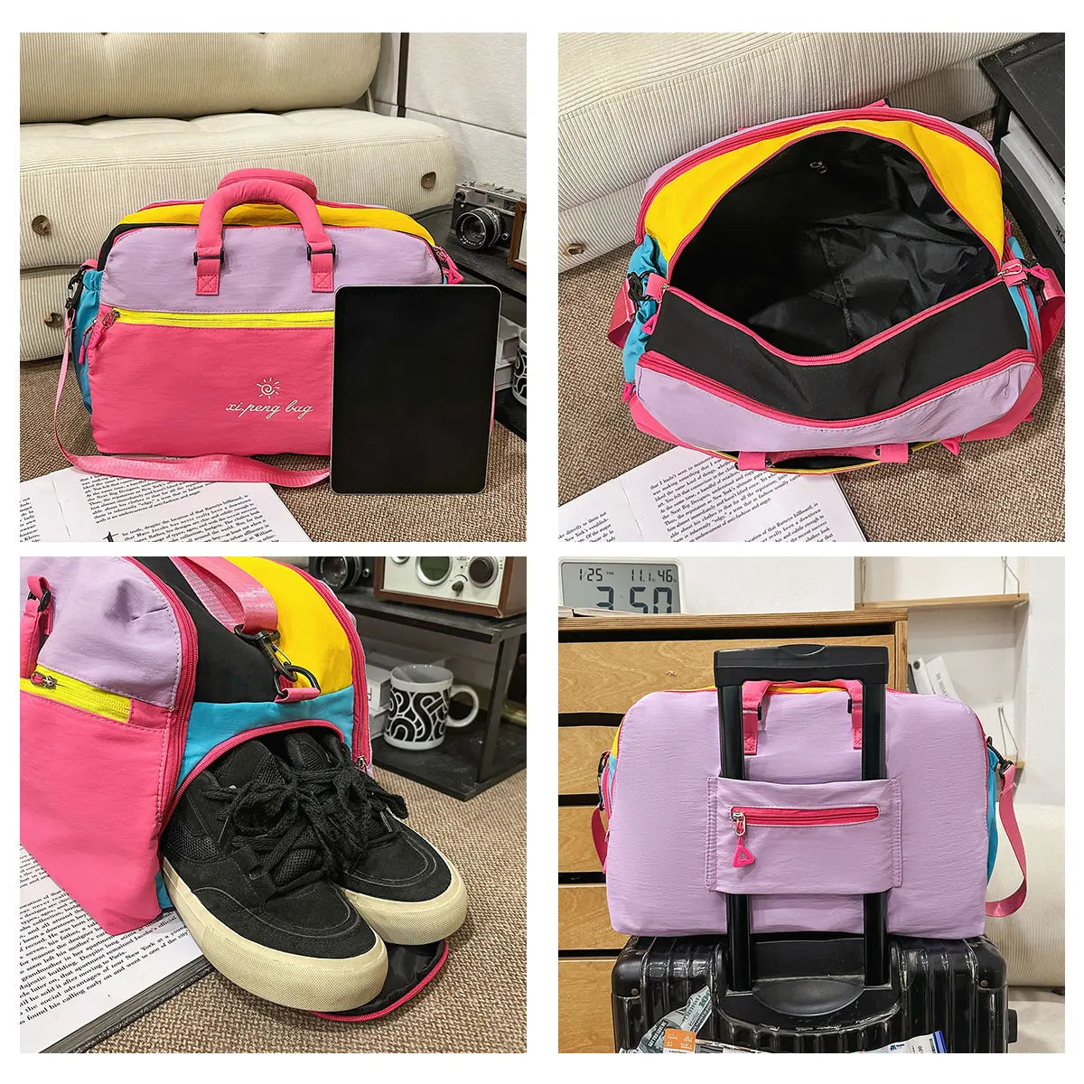 Fashion Trend Dopamine Contrasting Travel Bag Independent Shoe Compartment, Lightweight Yoga Bag, Outdoor Sports and Fitness Bag